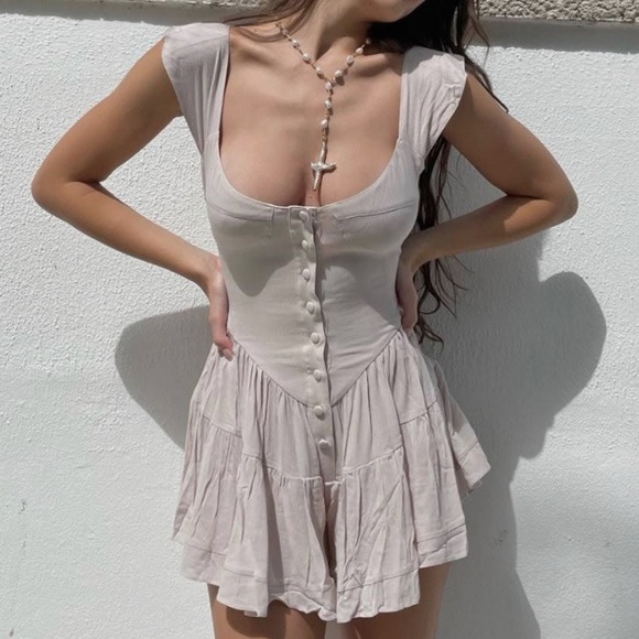 Vanessa Mooney Pants - Vanessa Mooney Elisabeth Romper Linen Small Free People Anthropologie